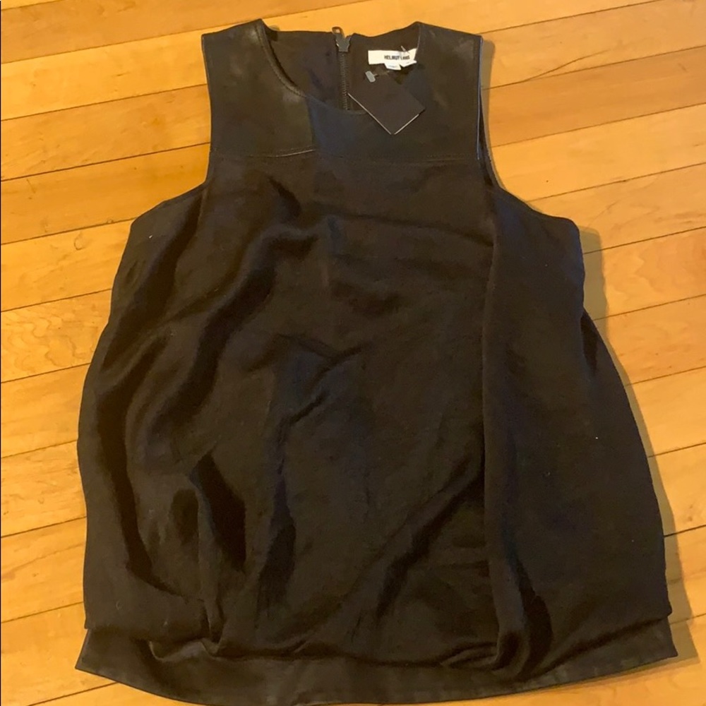 Helmet Lang black leather and silk top size P